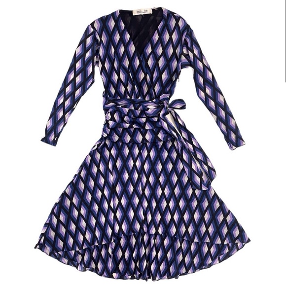 DVF Rilynn Mesh Faux Wrap Dress - Picture 2 of 6